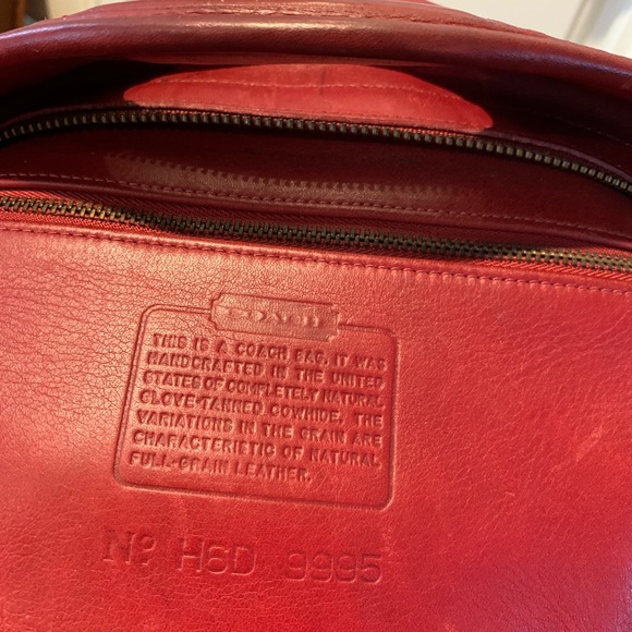COACH 9995 LG Vtg Red Leather Bucket Satchel Bag w Cross-body Shoulder Strap - Picture 4 of 13